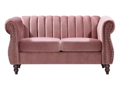 Sofá chesterfield 2 plazas de terciopelo rosa viejo TRUMBO