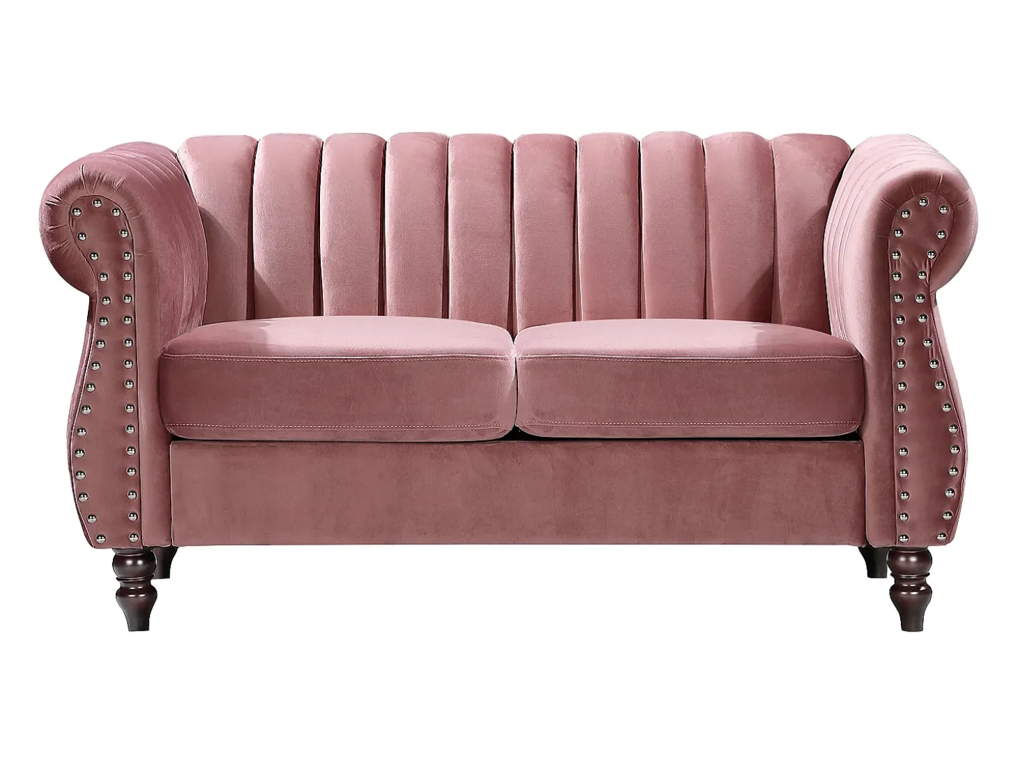 Sofá chesterfield 2 plazas de terciopelo rosa viejo TRUMBO