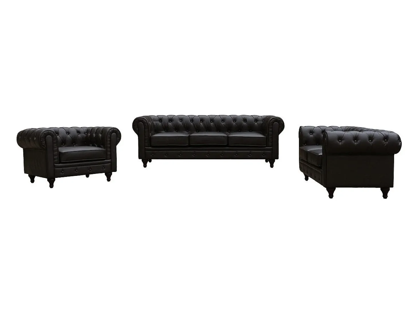 Sofá Chesterfield "Aliza" 3 plazas - Marron