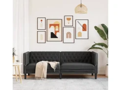 Sofá Chesterfield de 3 plazas cuero artificial negro