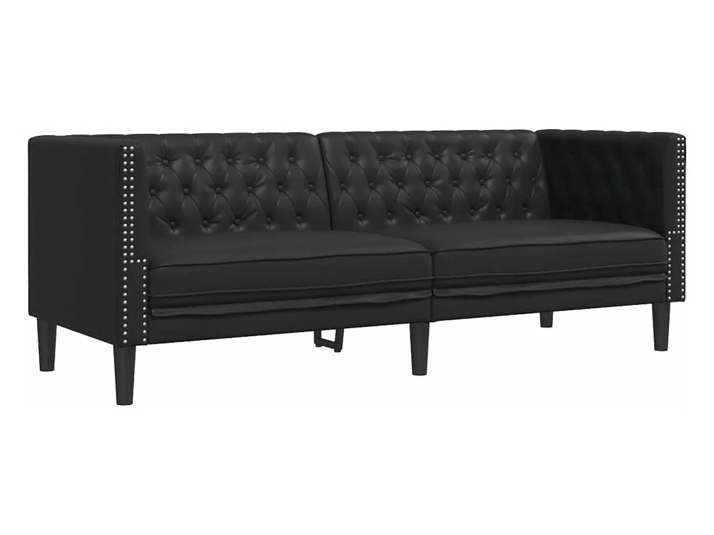 Sofá Chesterfield de 3 plazas cuero artificial negro