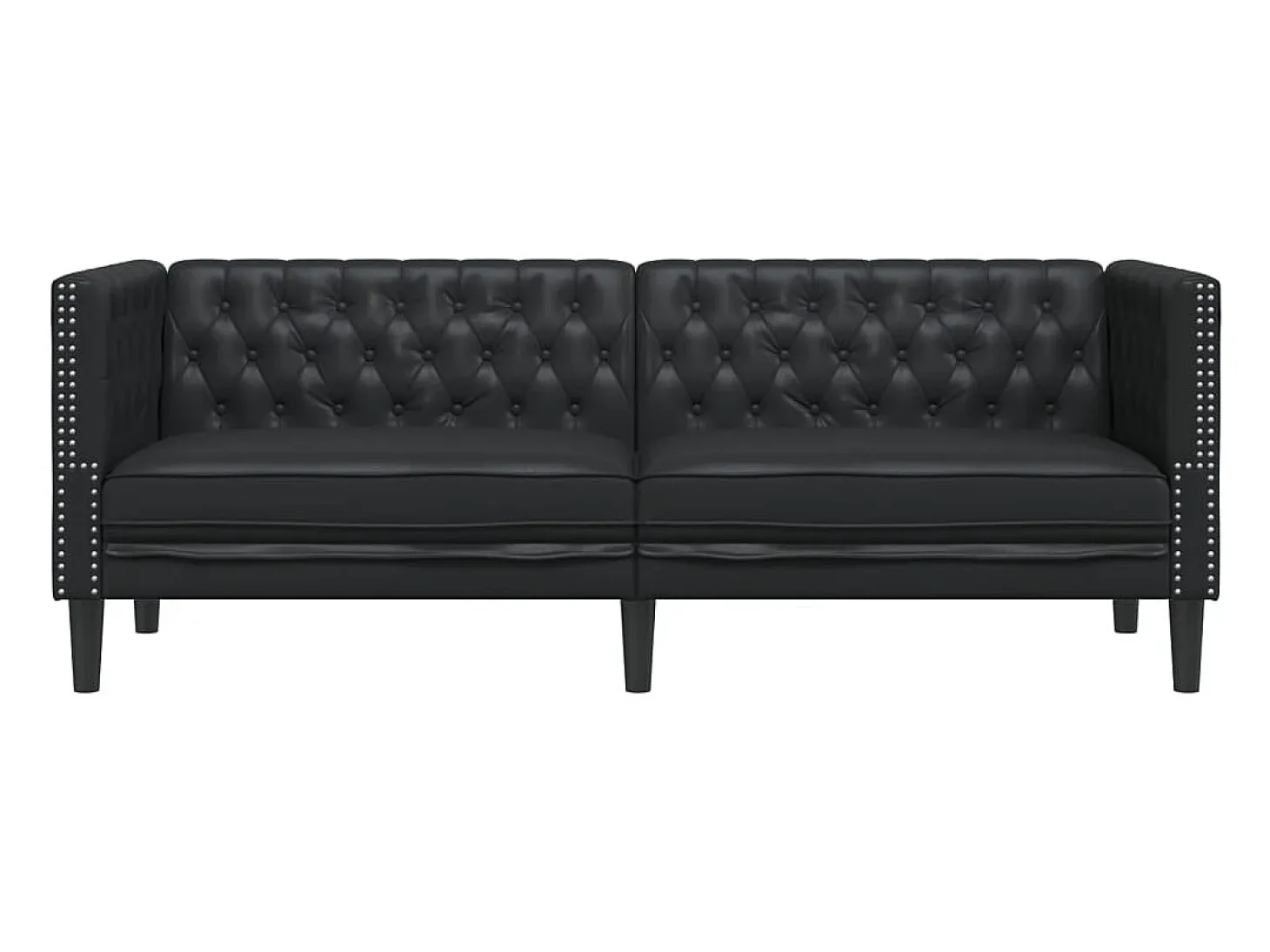 Sofá Chesterfield de 3 plazas cuero artificial negro