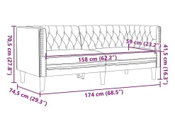 Sofá Chesterfield de 2 plazas cuero artificial rojo tinto