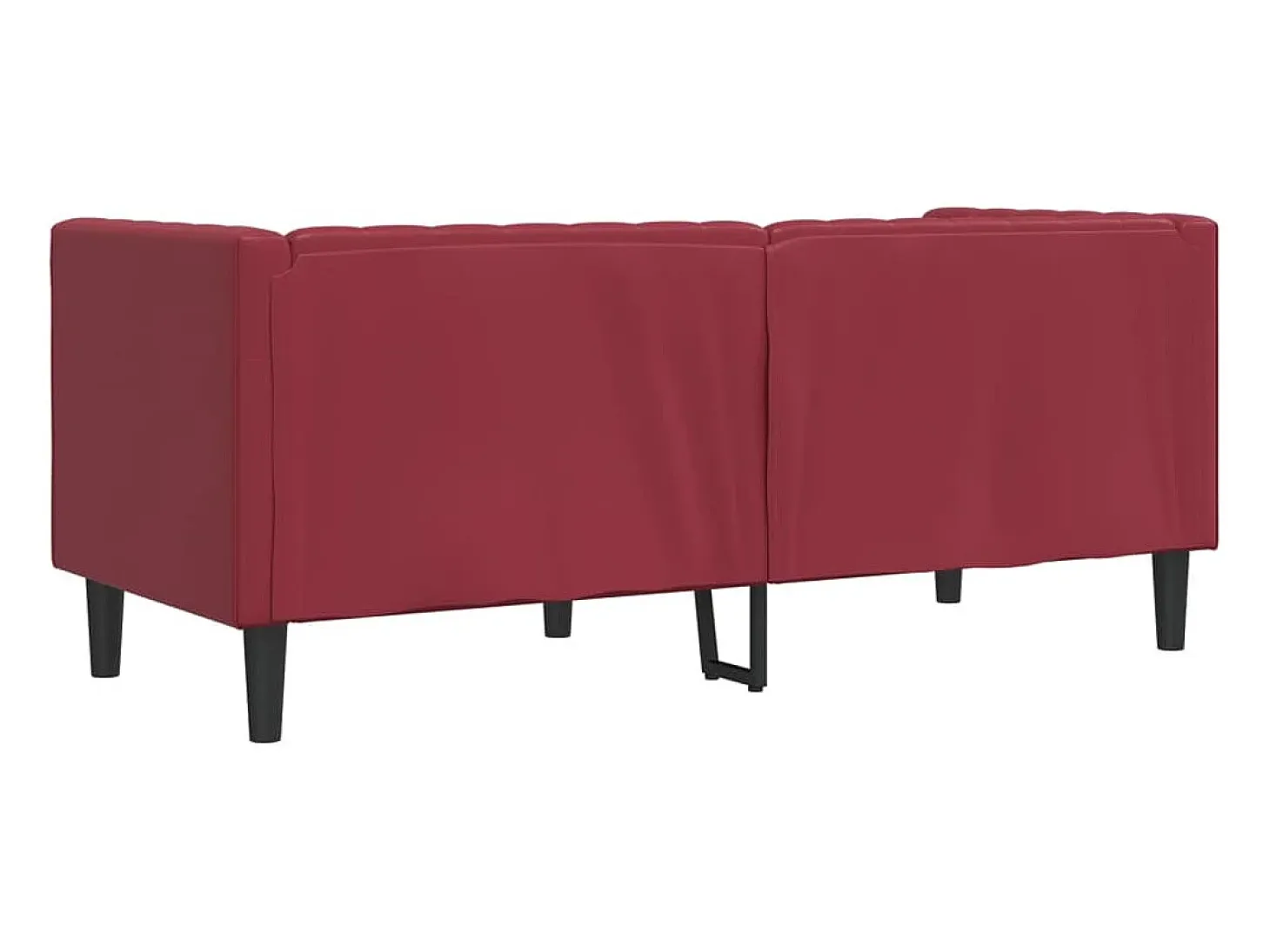 Sofá Chesterfield de 2 plazas cuero artificial rojo tinto
