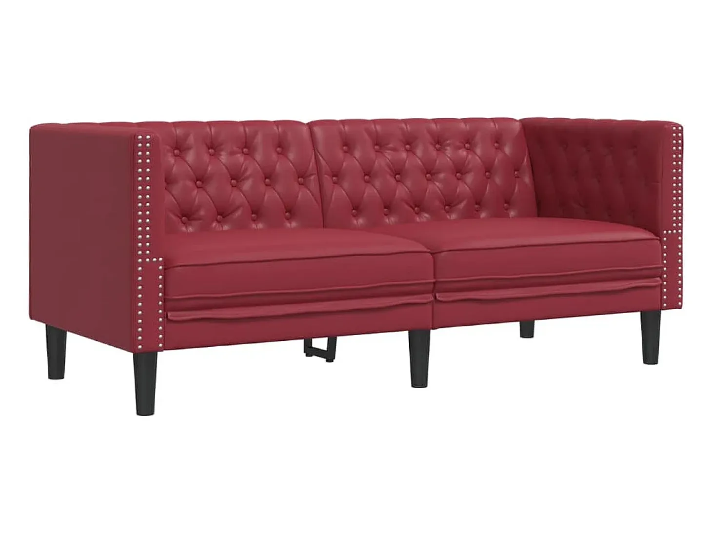 Sofá Chesterfield de 2 plazas cuero artificial rojo tinto