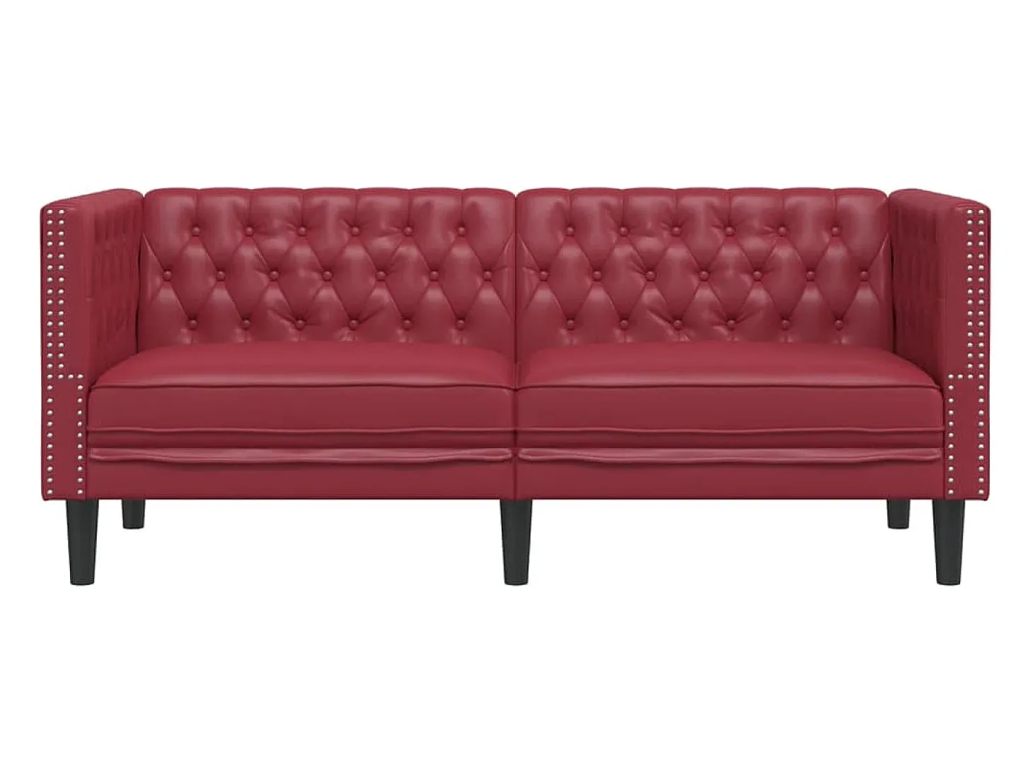 Sofá Chesterfield de 2 plazas cuero artificial rojo tinto
