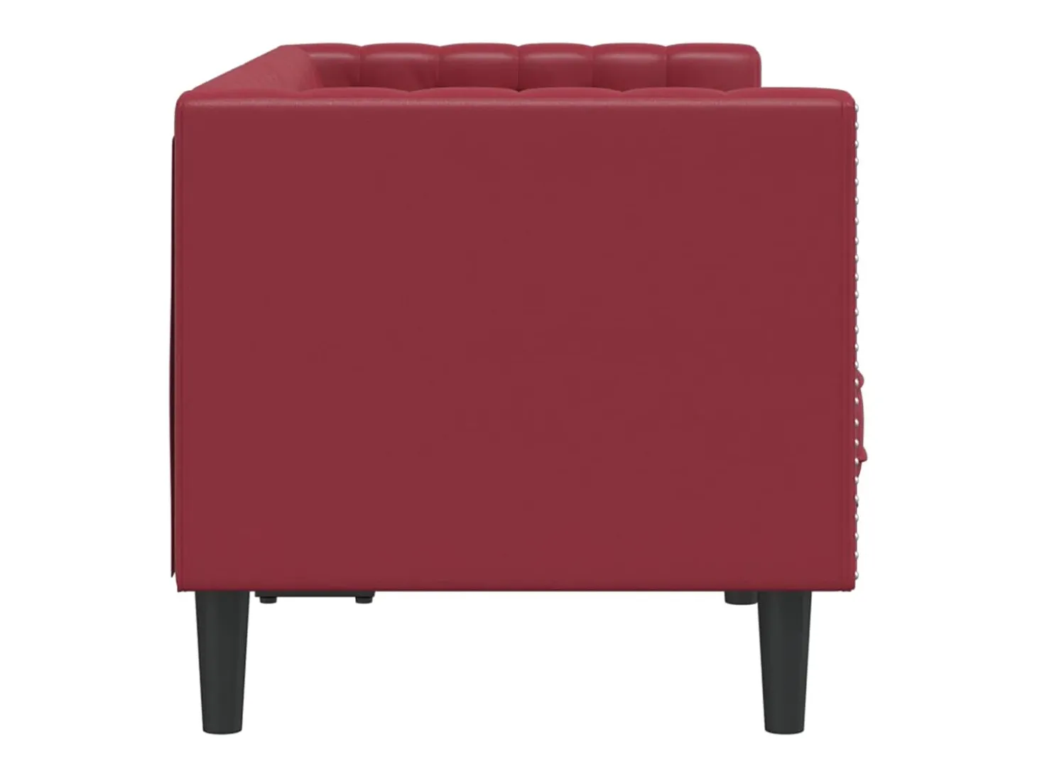 Sofá Chesterfield de 2 plazas cuero artificial rojo tinto
