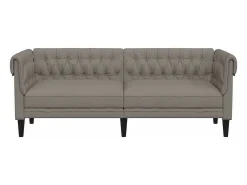 Sofá Chesterfield de 3 plazas tela gris taupe