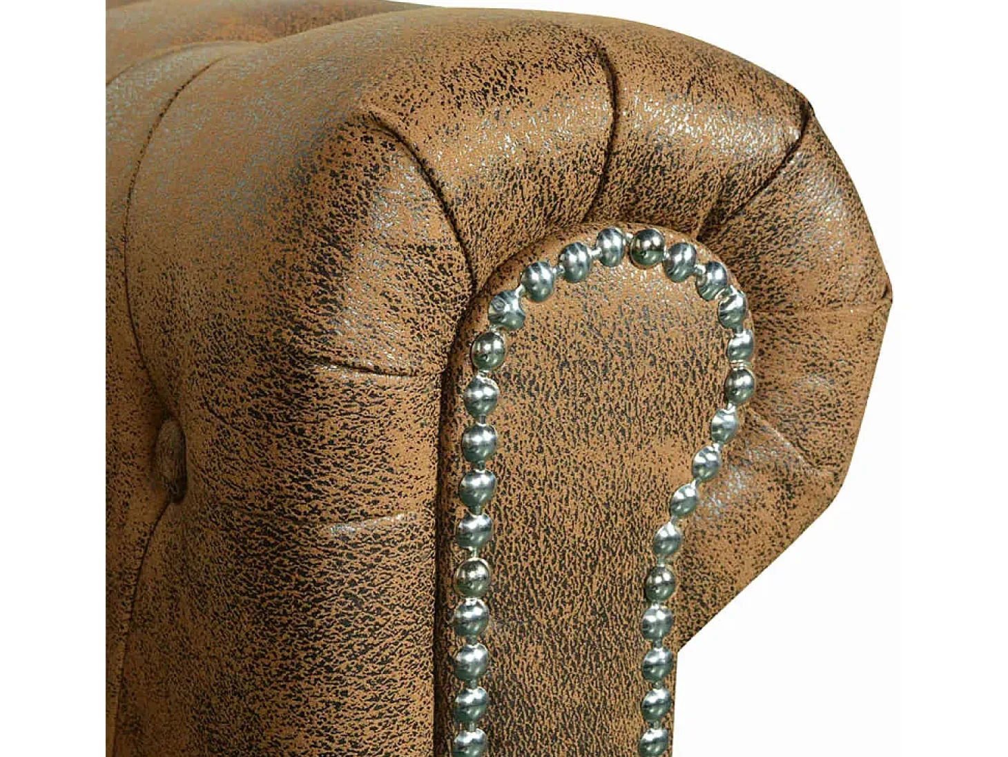 Sofá Chesterfield de 3 plazas cuero sintético marrón