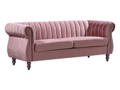 Sofá chesterfield de 3 plazas de terciopelo rojo viejo TRUMBO