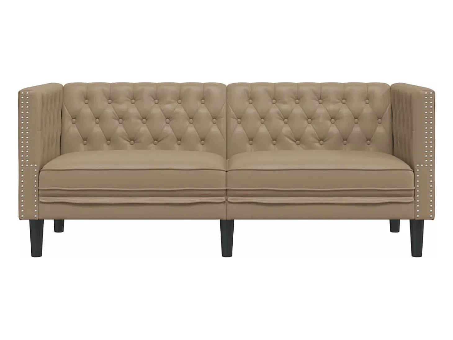Sofá Chesterfield de 2 plazas cuero artificial marrón capuchino