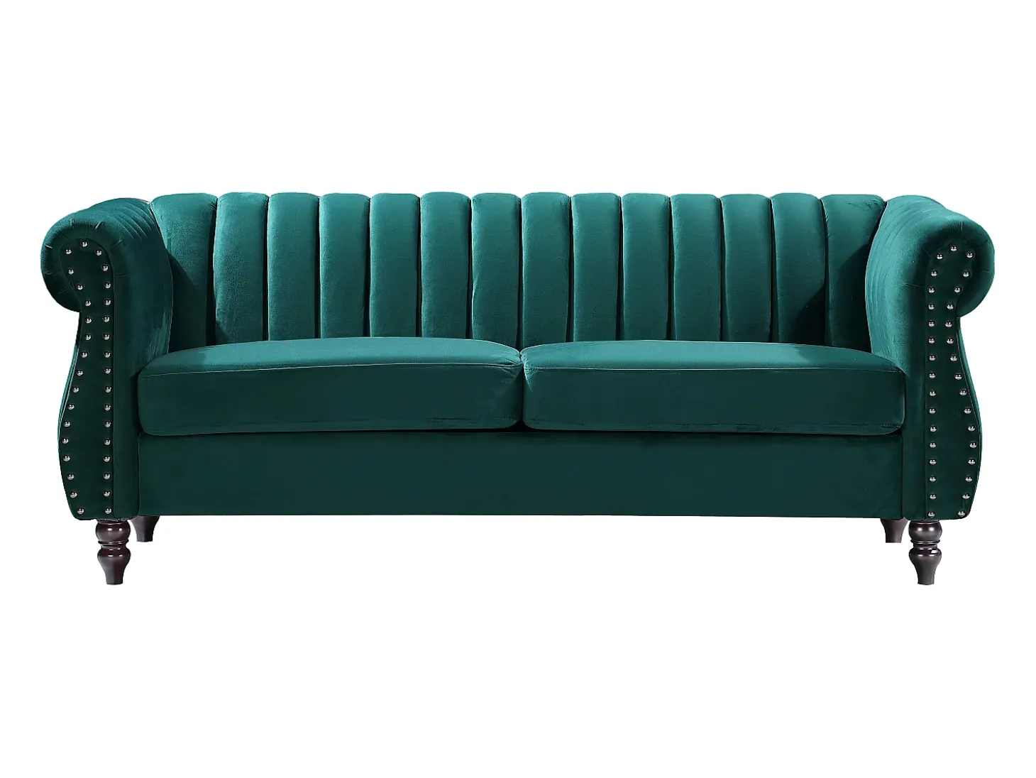Sofá chesterfield de 3 plazas de terciopelo verde esmeralda TRUMBO