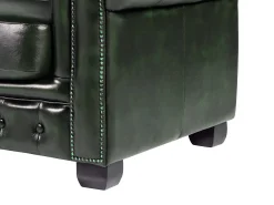 Sofá chesterfield de 4 plazas 100% piel Verde BRENTON