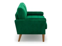 Sofá con 2 escandinavos 2 asientos, mini sofá de brazo enrollado en terciopelo de loveseat, sillón de sala de estar con reposabrazos, 121x77x87cm - verde