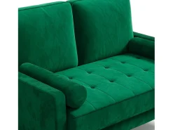 Sofá con 2 escandinavos 2 asientos, mini sofá de brazo enrollado en terciopelo de loveseat, sillón de sala de estar con reposabrazos, 121x77x87cm - verde