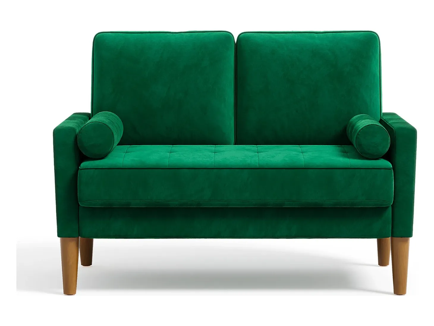 Sofá con 2 escandinavos 2 asientos, mini sofá de brazo enrollado en terciopelo de loveseat, sillón de sala de estar con reposabrazos, 121x77x87cm - verde