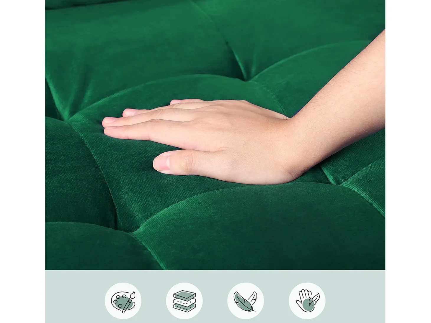 Sofá con 2 escandinavos 2 asientos, mini sofá de brazo enrollado en terciopelo de loveseat, sillón de sala de estar con reposabrazos, 121x77x87cm - verde