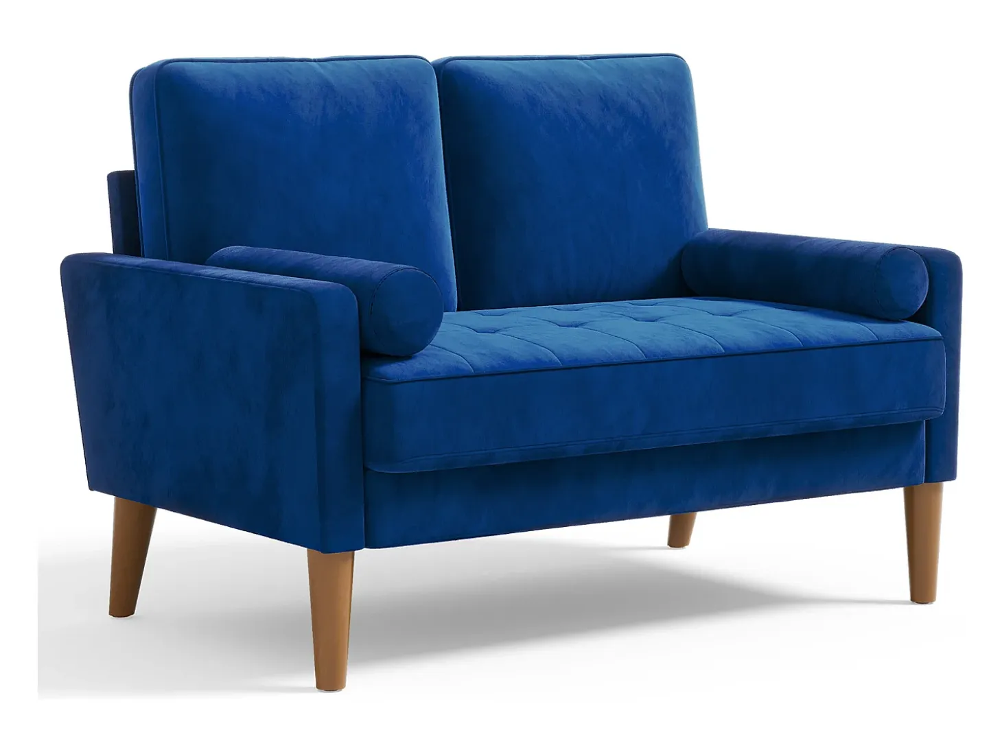 Sofá con 2 escandinavos 2 asientos, mini sofá de sillón en terciopelo de loveseat, sillón de sala de estar con reposabrazos, 121x77x87cm - azul