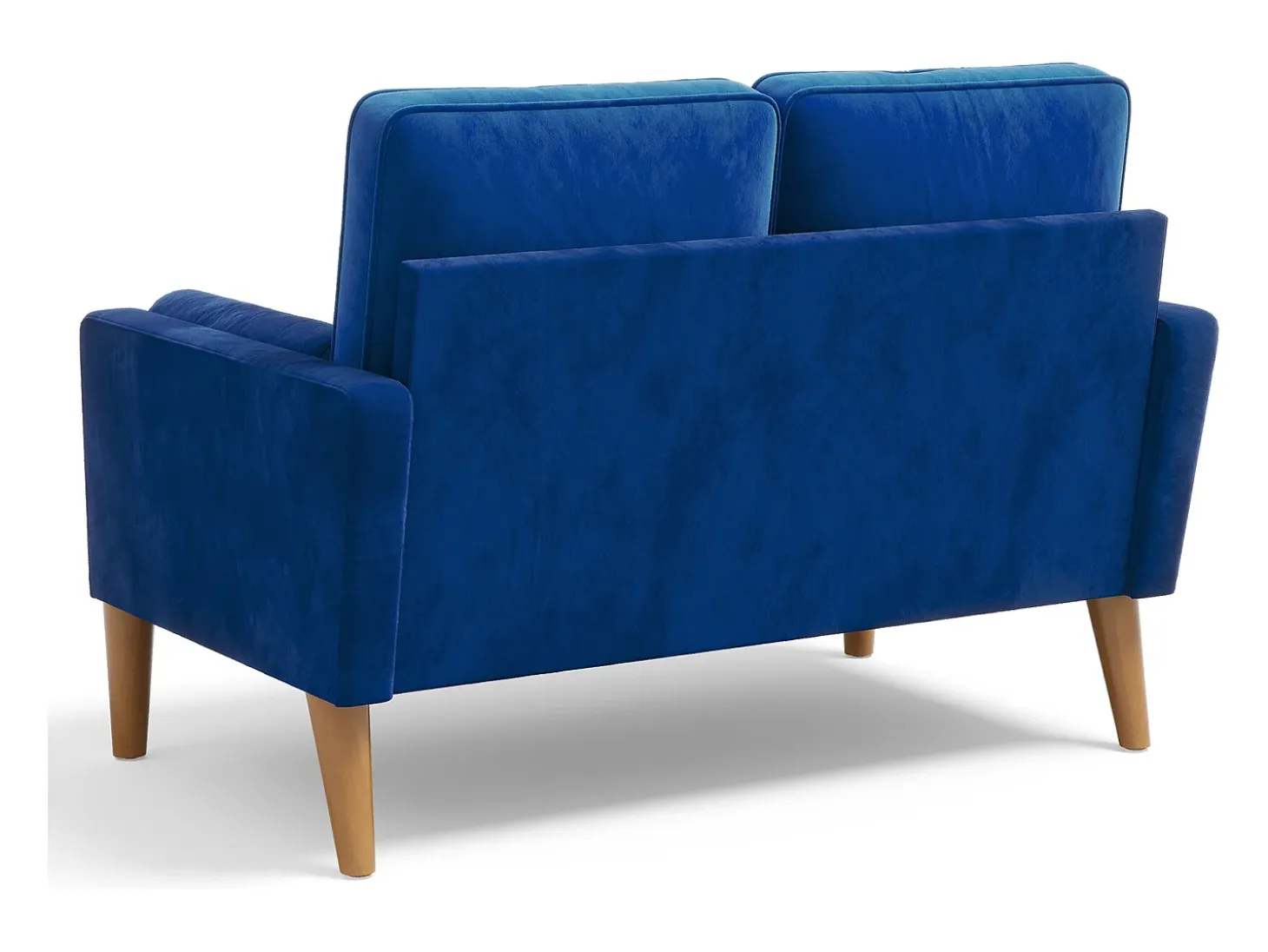 Sofá con 2 escandinavos 2 asientos, mini sofá de sillón en terciopelo de loveseat, sillón de sala de estar con reposabrazos, 121x77x87cm - azul