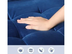Sofá con 2 escandinavos 2 asientos, mini sofá de sillón en terciopelo de loveseat, sillón de sala de estar con reposabrazos, 121x77x87cm - azul