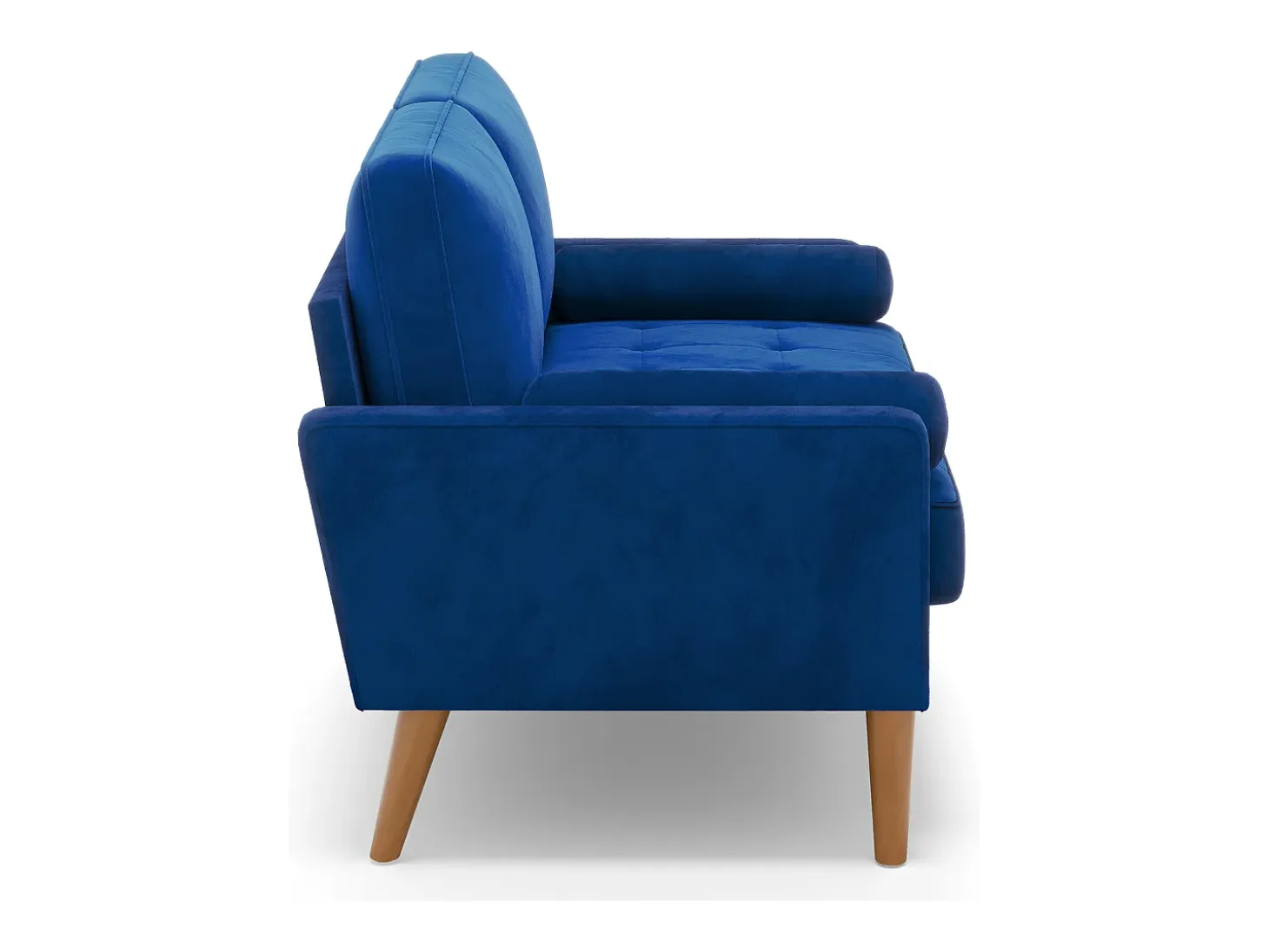 Sofá con 2 escandinavos 2 asientos, mini sofá de sillón en terciopelo de loveseat, sillón de sala de estar con reposabrazos, 121x77x87cm - azul