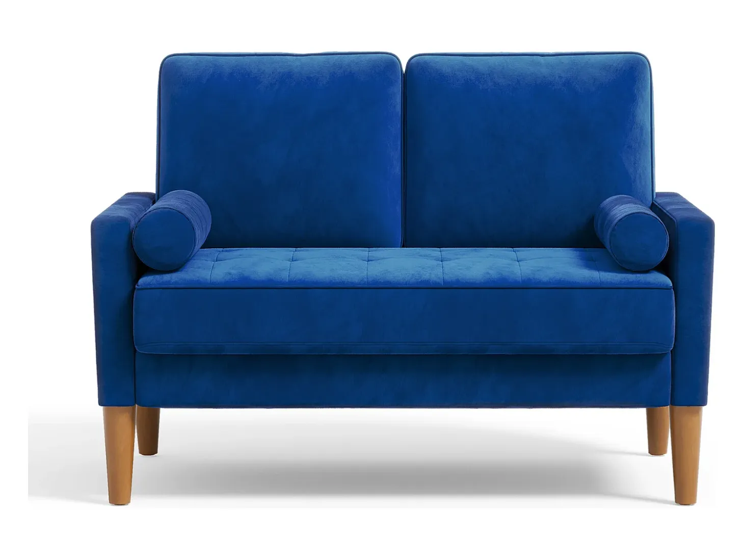 Sofá con 2 escandinavos 2 asientos, mini sofá de sillón en terciopelo de loveseat, sillón de sala de estar con reposabrazos, 121x77x87cm - azul