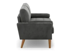 Sofá con 2 escandinavos 2 plazas, mini sofá de brazo enrollado en terciopelo de loveseat, sillón de sala de estar con reposabrazos, 121x77x87cm - gris