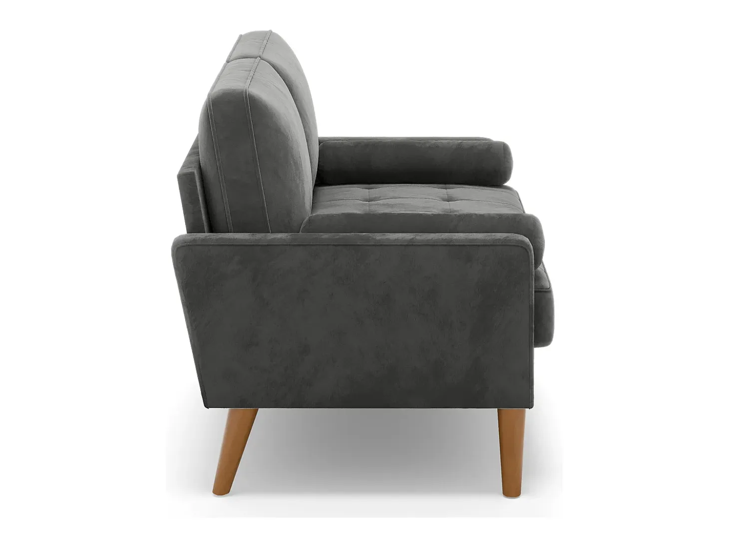 Sofá con 2 escandinavos 2 plazas, mini sofá de brazo enrollado en terciopelo de loveseat, sillón de sala de estar con reposabrazos, 121x77x87cm - gris
