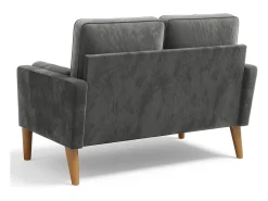 Sofá con 2 escandinavos 2 plazas, mini sofá de brazo enrollado en terciopelo de loveseat, sillón de sala de estar con reposabrazos, 121x77x87cm - gris