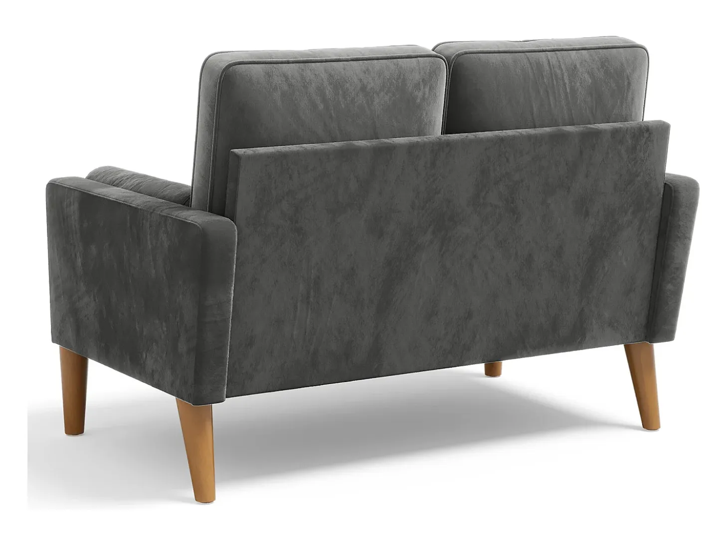 Sofá con 2 escandinavos 2 plazas, mini sofá de brazo enrollado en terciopelo de loveseat, sillón de sala de estar con reposabrazos, 121x77x87cm - gris
