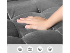 Sofá con 2 escandinavos 2 plazas, mini sofá de brazo enrollado en terciopelo de loveseat, sillón de sala de estar con reposabrazos, 121x77x87cm - gris
