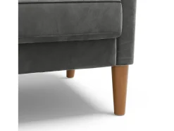Sofá con 2 escandinavos 2 plazas, mini sofá de brazo enrollado en terciopelo de loveseat, sillón de sala de estar con reposabrazos, 121x77x87cm - gris