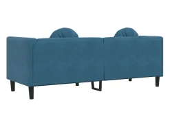 Sofá con cojines 3 plazas terciopelo azul