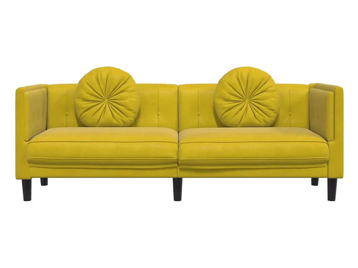 Sofá con cojines 3 plazas terciopelo amarillo