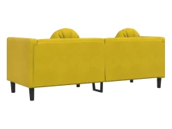 Sofá con cojines 3 plazas terciopelo amarillo