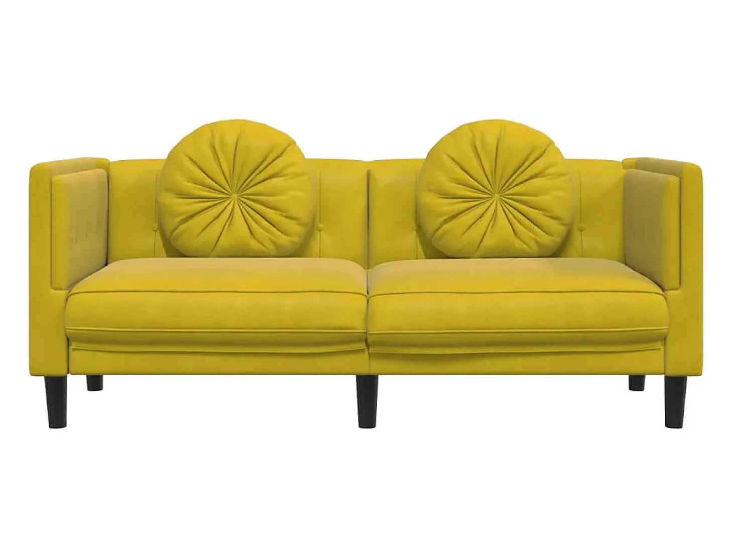 Sofá con cojines 2 plazas terciopelo amarillo