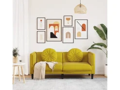 Sofá con cojines 2 plazas terciopelo amarillo