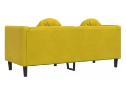 Sofá con cojines 2 plazas terciopelo amarillo