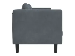 Sofá con cojines 3 plazas terciopelo gris oscuro