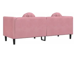 Sofá con cojines 3 plazas terciopelo rosa