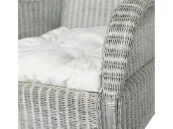 Sofá con cojín ratán natural gris y lino