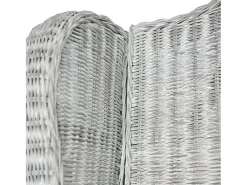 Sofá con cojín ratán natural gris y lino
