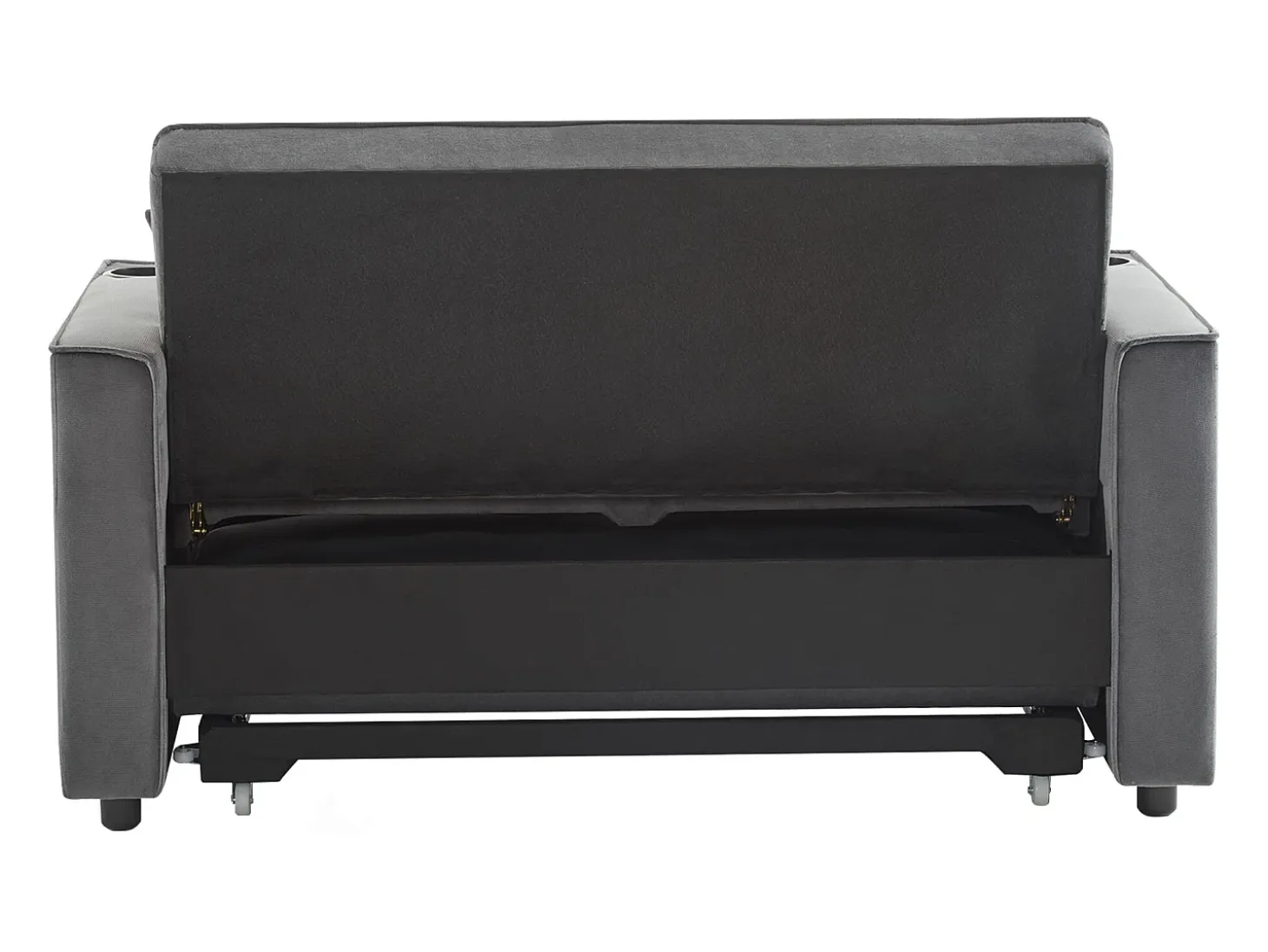 Sofá convertible 3 en 1 con respaldo ajustable y portavasos, terciopelo gris, para espacios pequeños o estudios