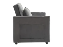 Sofá convertible 3 en 1 con respaldo ajustable y portavasos, terciopelo gris, para espacios pequeños o estudios