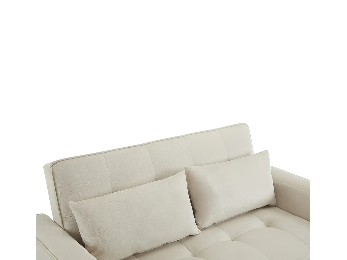 Sofá convertible 3 en 1 con respaldo ajustable y portavasos, terciopelo beige, para espacios pequeños o estudios
