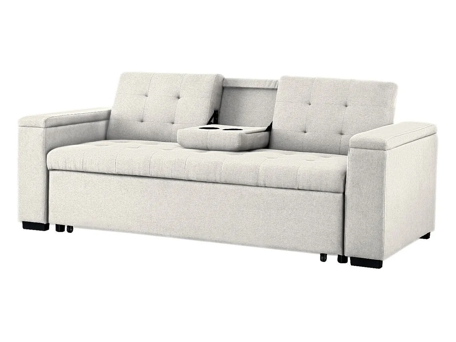 Sofá convertible 3 plazas en tela beige NOHO