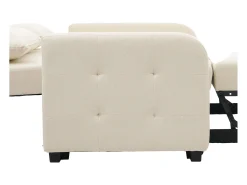 Sofá convertible con brazos y respaldo regulable - lino beige - para salón y dormitorio