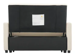 Sofá convertible con brazos y respaldo regulable - lino beige - para salón y dormitorio