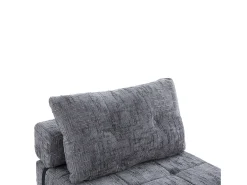 Sofá convertible con cojines lumbares y reposacabezas, chenilla gris - para salón y dormitorio