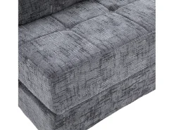 Sofá convertible con cojines lumbares y reposacabezas, chenilla gris - para salón y dormitorio